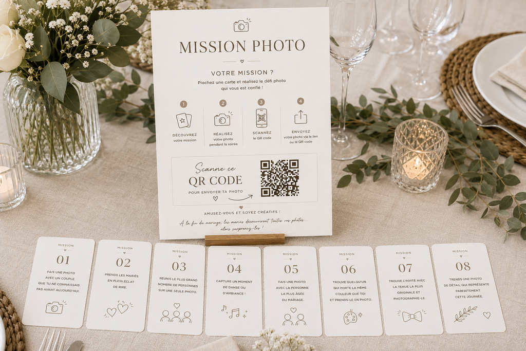 Jeu photo mariage avec QR Code Mystère & Malice Studio