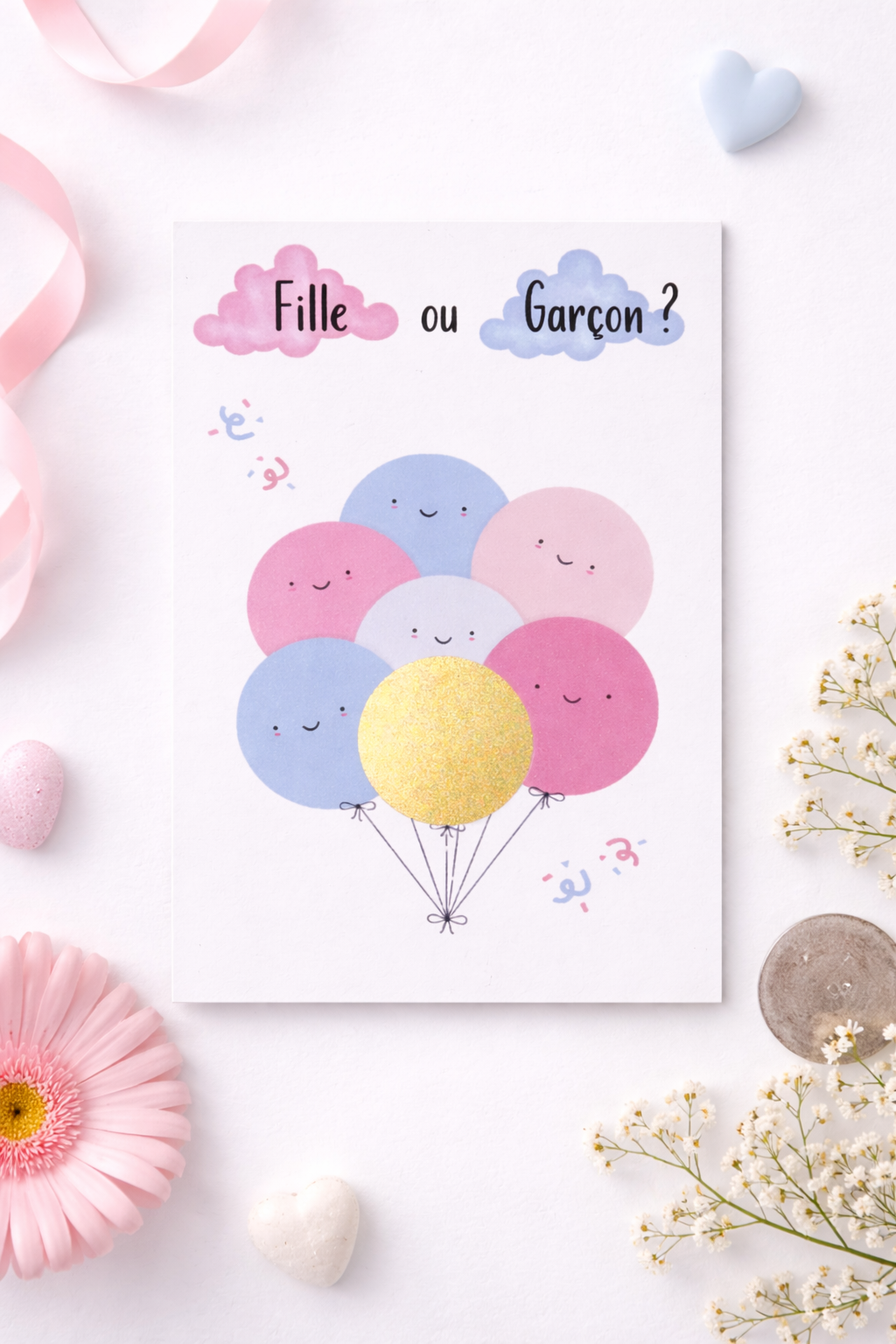 Carte à gratter Gender Reveal – Fille ou Garçon ?