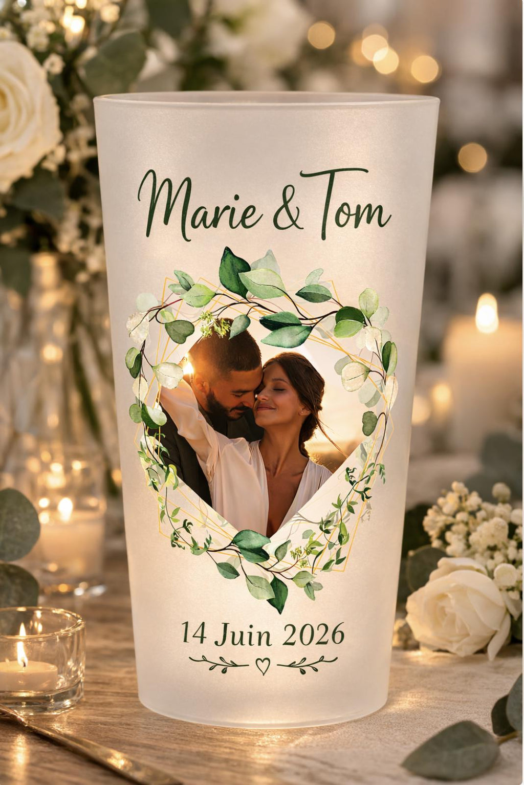 Gobelet mariage prénoms et date