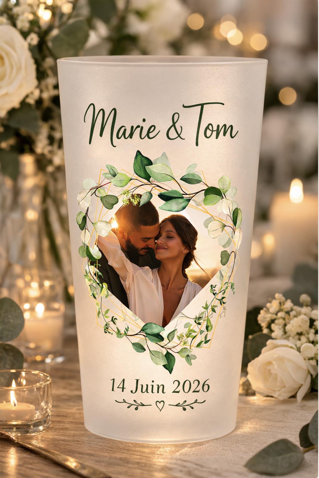 Gobelet mariage prénoms et date